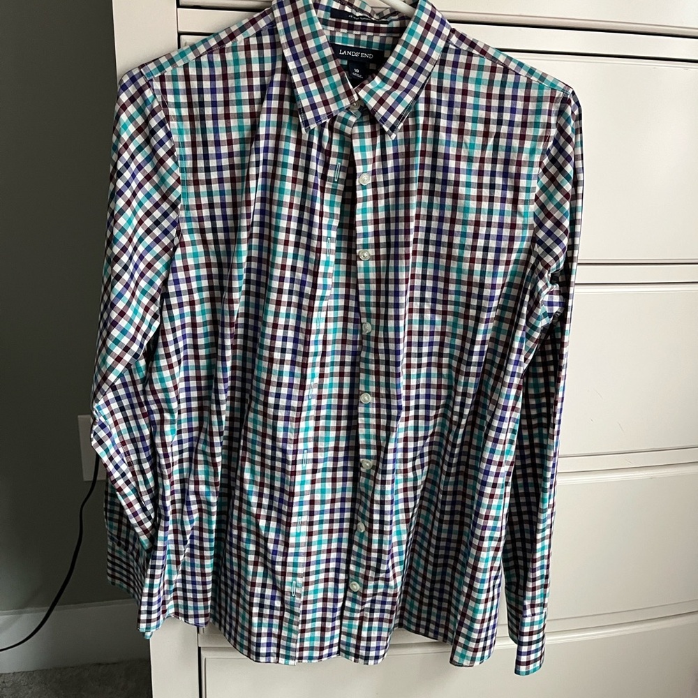 Lands' End Multicolor Checkered Shirt